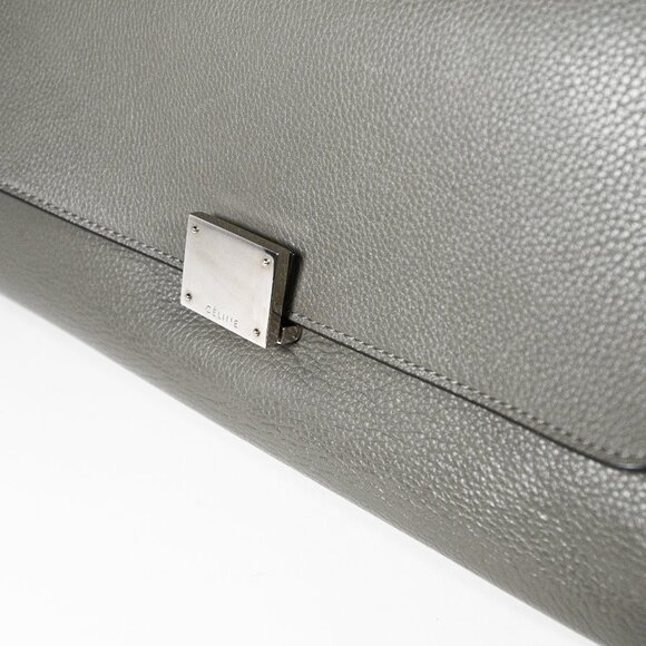 Celine Trapeze Leather 2-Way Handbag Turn-Lock front Closure Leather-Lined Sage - Picture 12 of 13